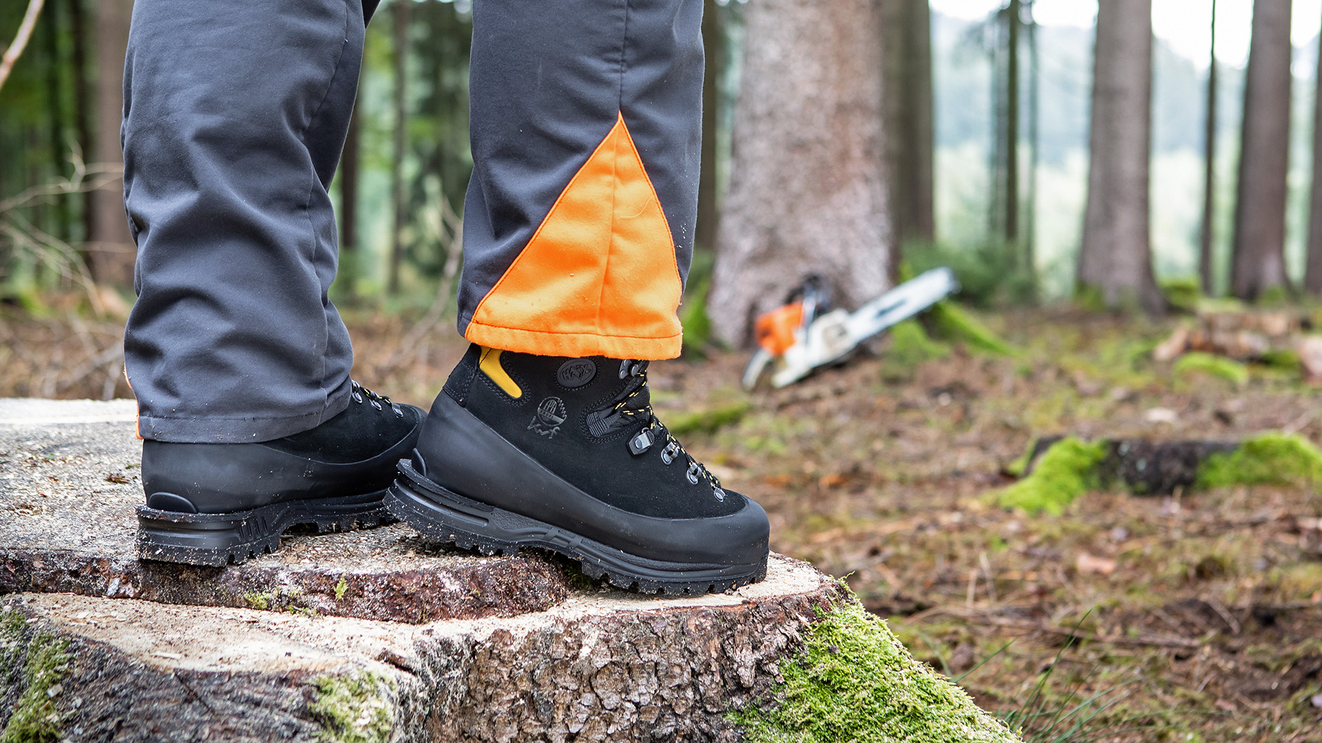 Likken Zaklampen rekken HAIX Protector Alpin, Hightech schoen voor het gebruik op steil terrein met  snijbescherming klasse 3 en spike-element
